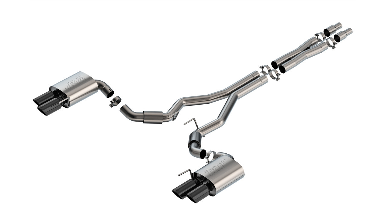 Borla Cat-Back Exhaust System - S-Type - Dual Split Rear - Black Tips (2024 - 2026 Mustang GT - NO Active Exhaust) 140969BC