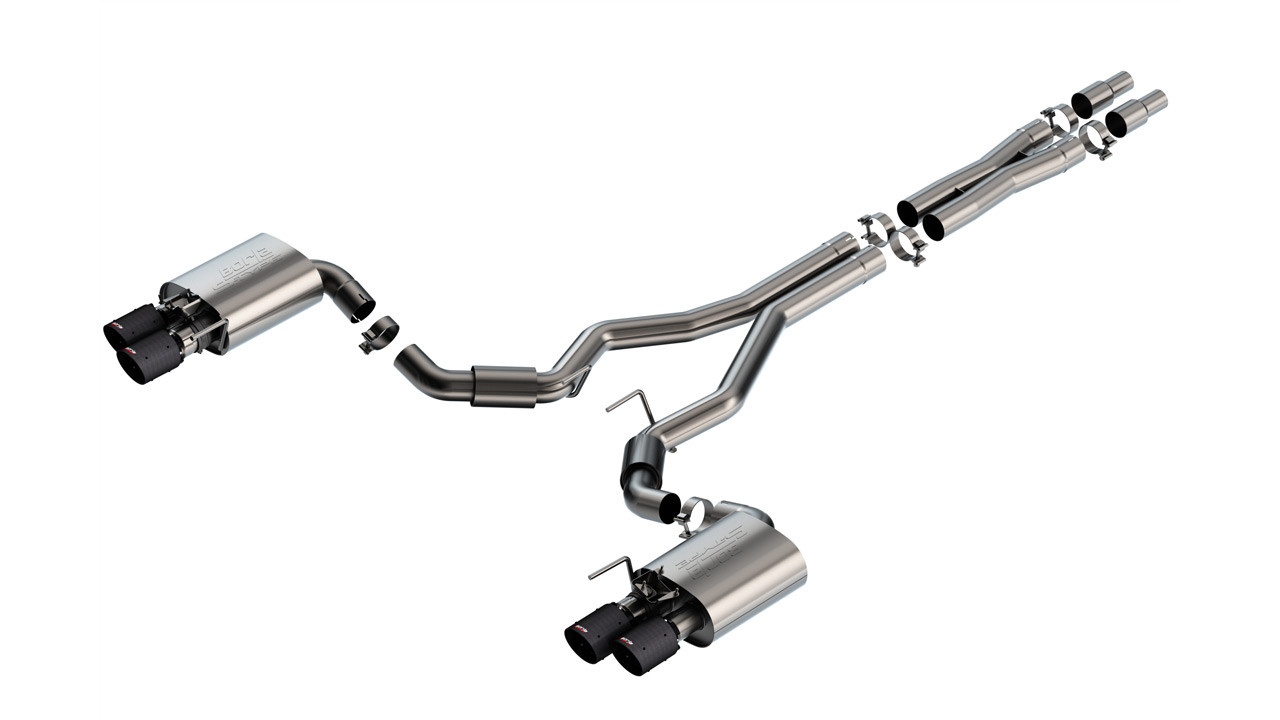 Borla Cat-Back Exhaust System - S-Type - Carbon Fiber Tips (2024 - 2026 Mustang GT - Active Exhaust) 140962CFBA