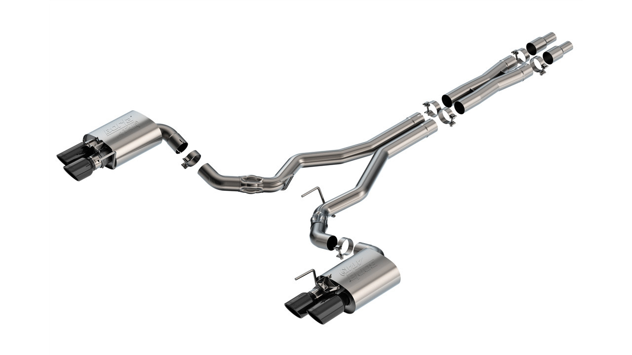 Borla Cat-Back Exhaust System - ATAK - Black Tips (2024 - 2026 Mustang GT - Active Exhaust) 140963BC
