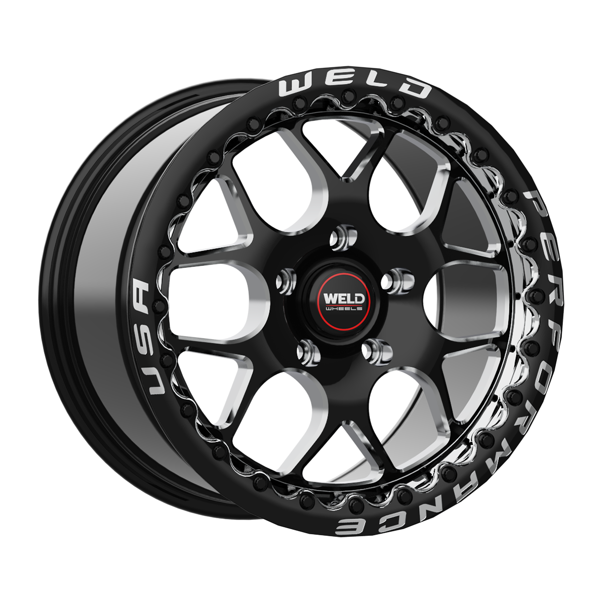 Weld 17x10  Beadlock 5x127 ET38 BS 6.99 Gloss BLK MIL DIA 71.5 (Trackhawk) S91070075P38
