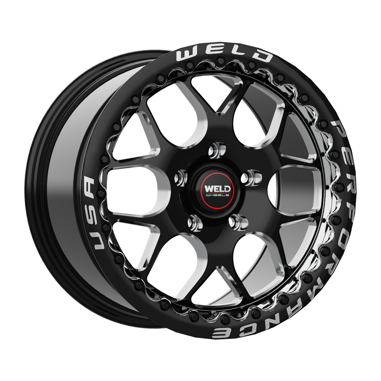 Weld 17x10 Solana Beadlock 6x135 ET42 BS 7.15 Gloss BLK MIL