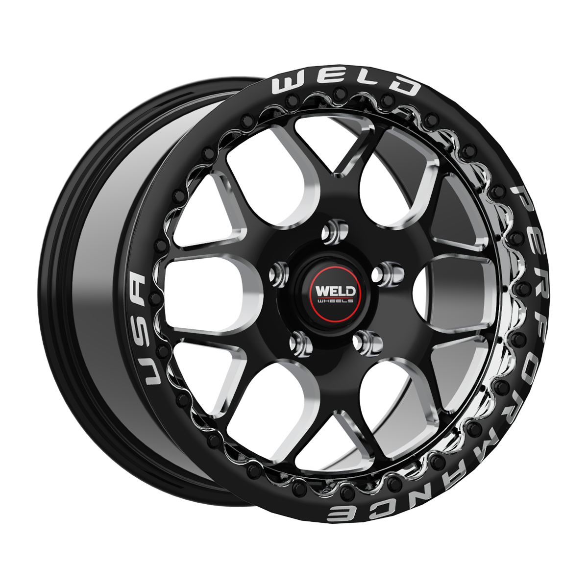 Weld 20x10.5 Solana Beadlock 5x127 ET38 BS 7.24 Gloss BLK MIL DIA 71.5 (Trackhawk) S91000575P38