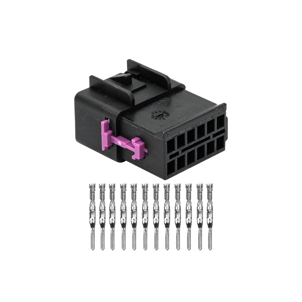 FuelTech PRO550 PRO600 12-Way Connector Kit adds extra inputs and outputs for V8 harness setups. Ideal for advanced builds. Part 5011100099.
