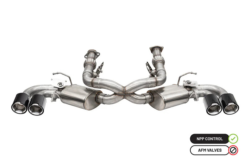 Corsa 3" Cat-Back Exhaust - Valve Delete - 4.5" Carbon Fiber Tips - Polished (2020 - 2026 Corvette C8 - NPP) 21103CF-1