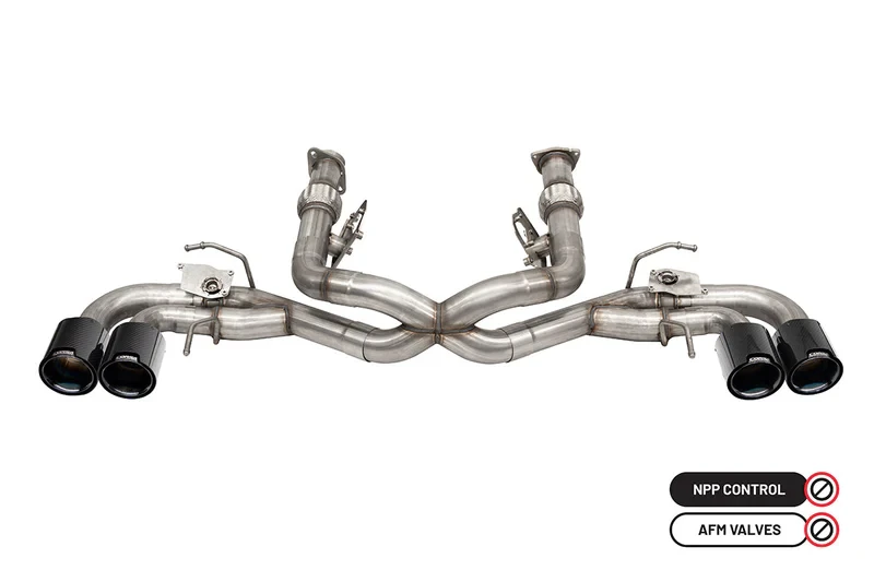 Corsa 3" Cat-Back Exhaust - Valve & Muffler Delete - 4.5" Carbon Fiber Tips - Black (2020 - 2026 Corvette C8 - NPP) 21105CFBLK-1