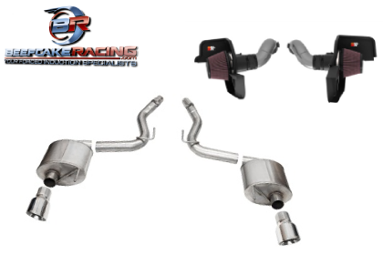 BCR Peformance Combo Corsa 3.0" Dual Rear Exit Touring Axle-Back Exhaust 4.5" Pro Series Slash Tips & K&N Air Intake (2024 Mustang GT Coupe Non Active)
