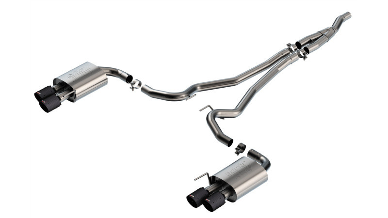 Borla Catback Exhaust System - ATAK - Carbon Fiber w/Black Anodized Centers (2024 - 2026 Mustang EcoBoost w/o Active Exhaust) 140982CFBA