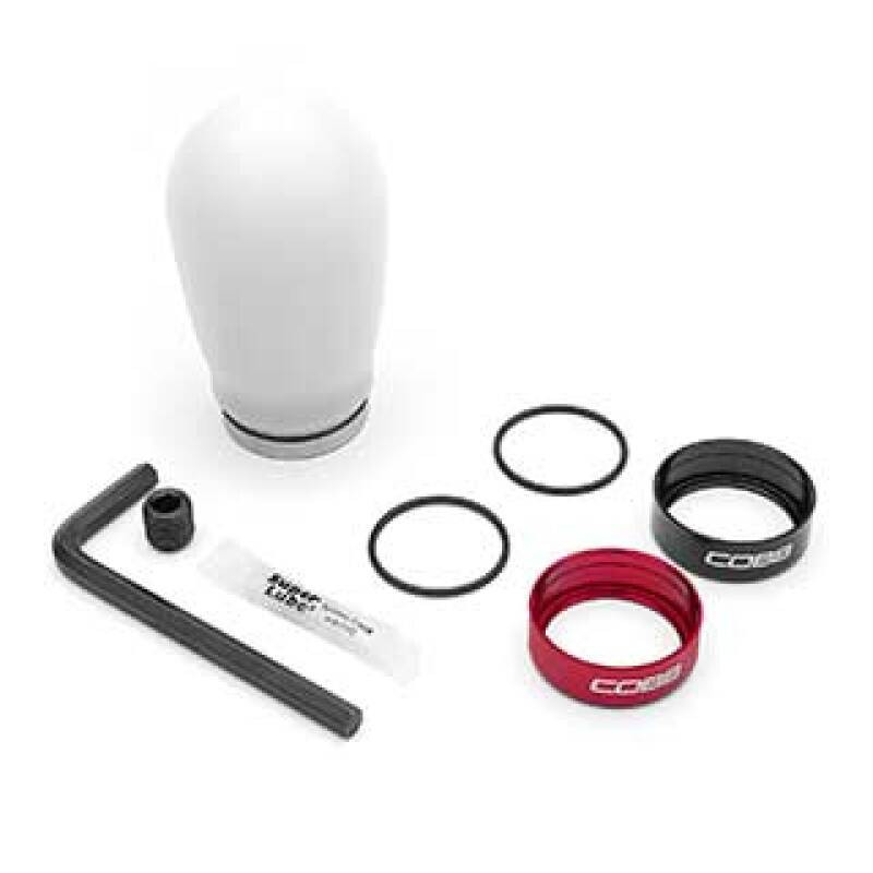 Cobb Tall Weighted COBB Knob - White w/Black Base (2013 - 2016 FR-S / 2013 - 2026  BRZ / 2022 - 2026 GR86 / 2013 - 2018 Focus ST / 2016 - 2018 Focus RS / 2014 - 2019 Fiesta ST) - 291370-W