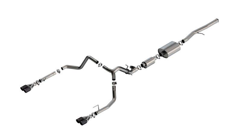 Borla Catback Exhaust System w/Valve Simulator - S-Type - Carbon Fiber w/Black Anodized Centers (2024 - 2026 Silverado 1500 / 2024 - 2026 Sierra 1500) 140994CFBA