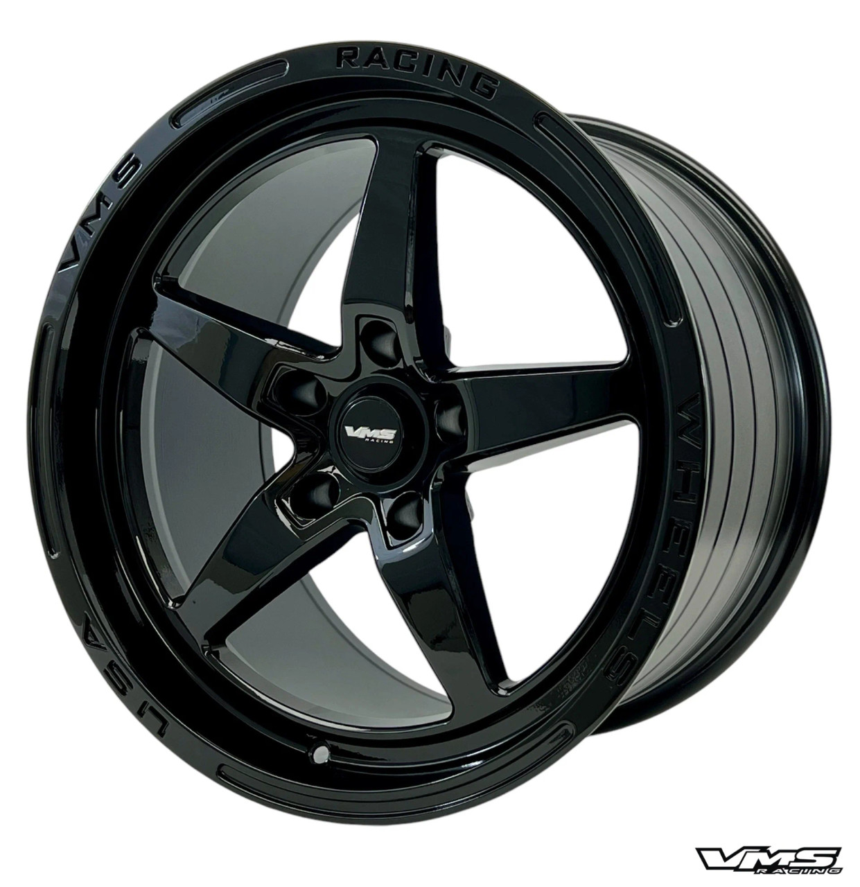 VMS 17x10 Rear Street Drag Race Wheel Black Dark Series (2005-2023