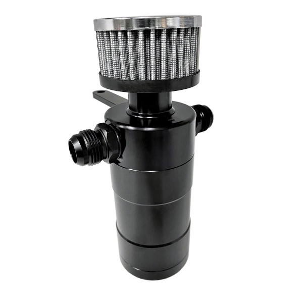 UPR Products Billet Engine Breather Tank Oil Separator Dual Port w/ 12an Black (Universal) 5029-117