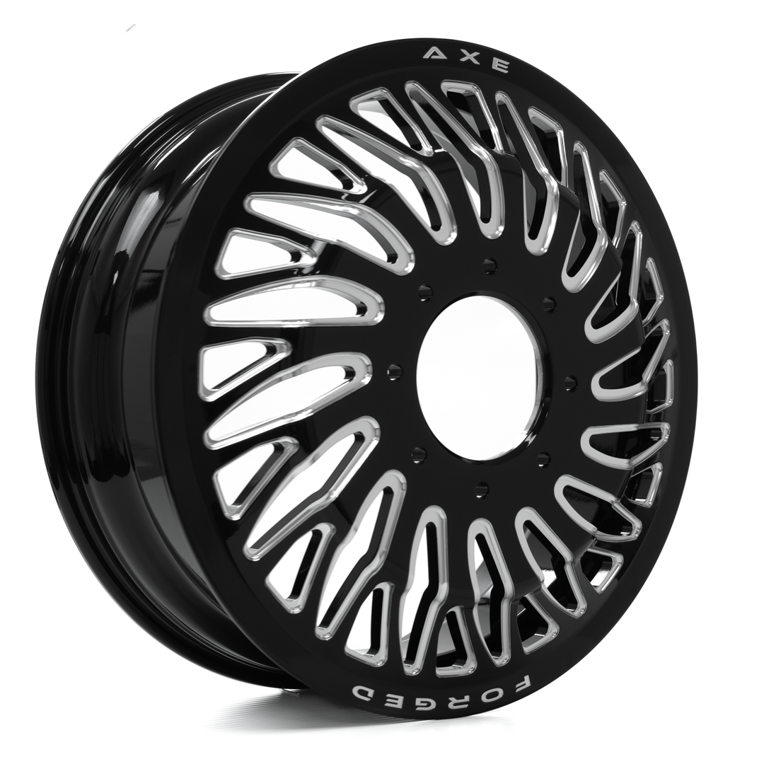 Axe Wheels 24x8.25 AF10 Dually Forged Aluminum Wheel - 142 Bore - 8x200 BC - -146 / +168 Off Set - Gloss Black Milled Right Rear Inside - 248200146168AF10BMRI