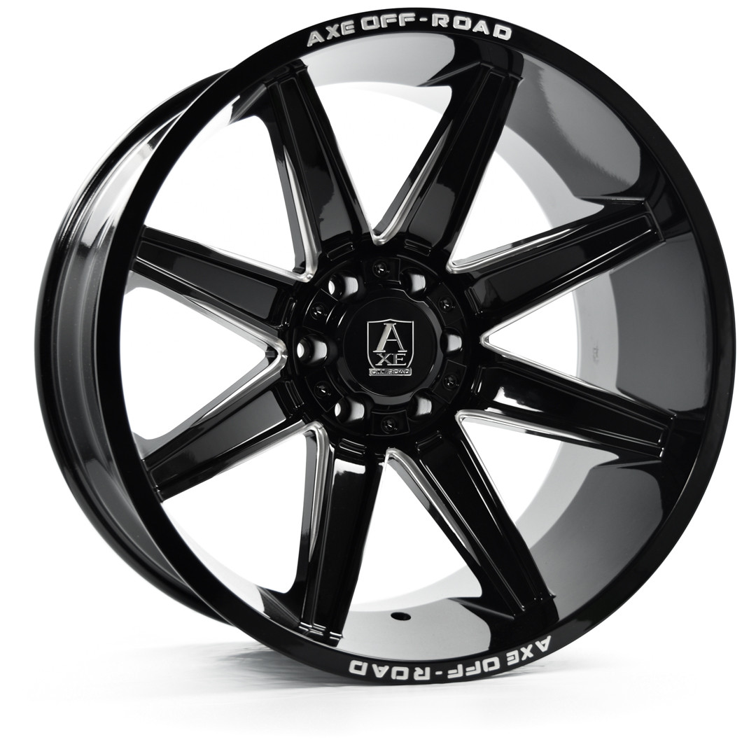 Axe Wheels 26x14 Artemis Offroad Aluminum Wheel - 125.2 Bore -  8x165 BC - -76 Off Set - Gloss Black Milled - 26148165-76ARTBM