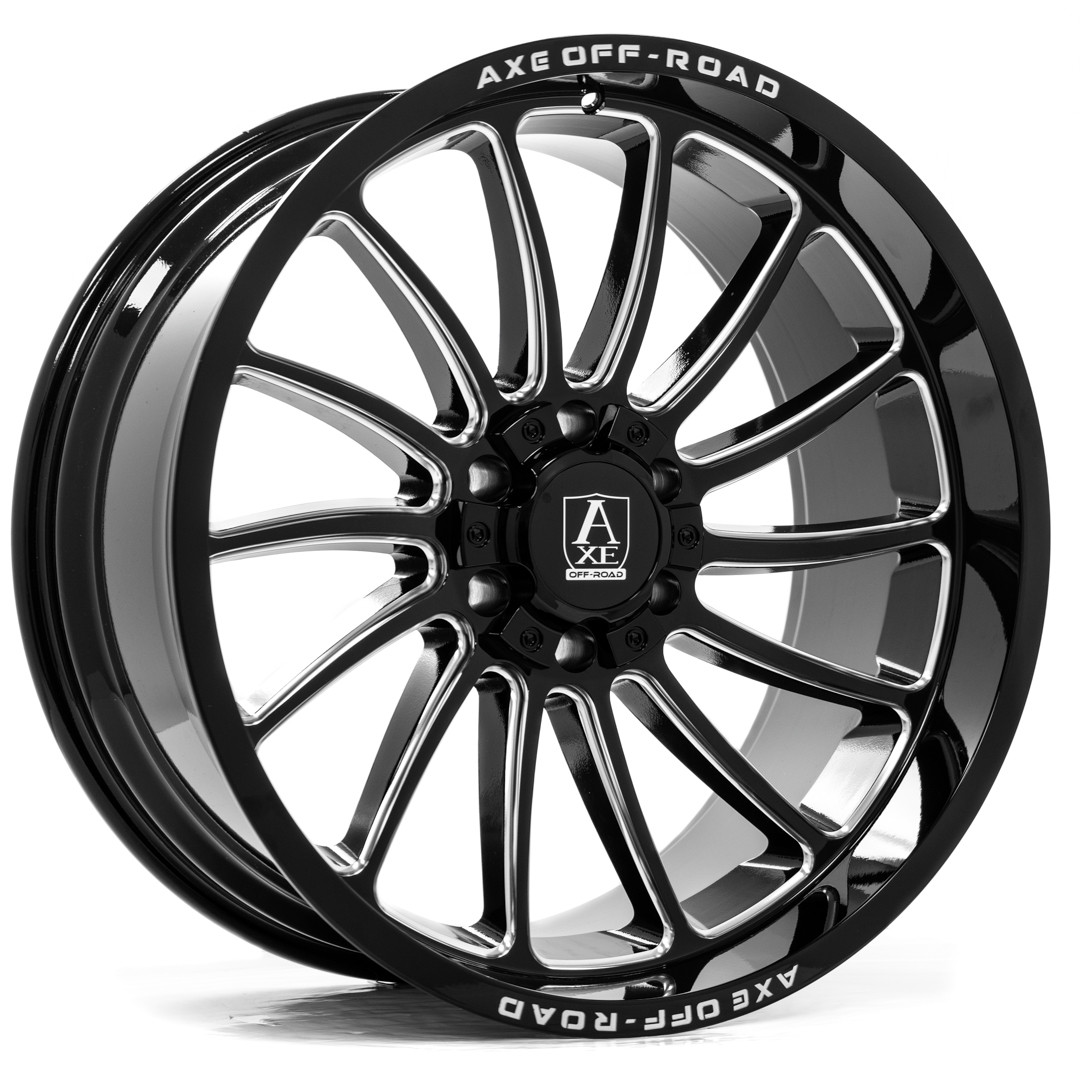 Axe Wheels 24x12 Chronus Beadlock Offroad Aluminum Wheel - 87.1 Bore - 6x139 BC - -44 Off Set - Gloss Black Milled- 241212H-44CHRBM-6139