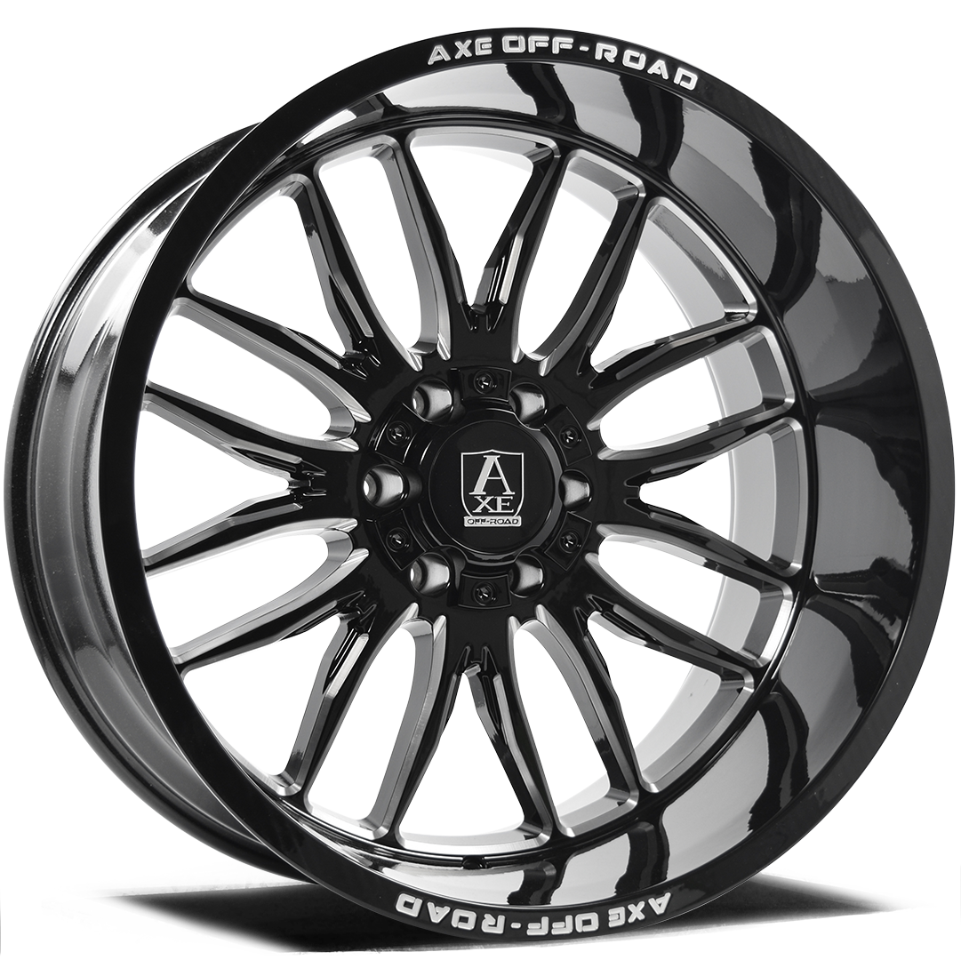 Axe Wheels 20x9.5 Hades Offroad Aluminum Wheel - 87.1 Bore - 5x127 BC - 15 Off Set - Gloss Black Milled - 209510H+15HADBM-5127