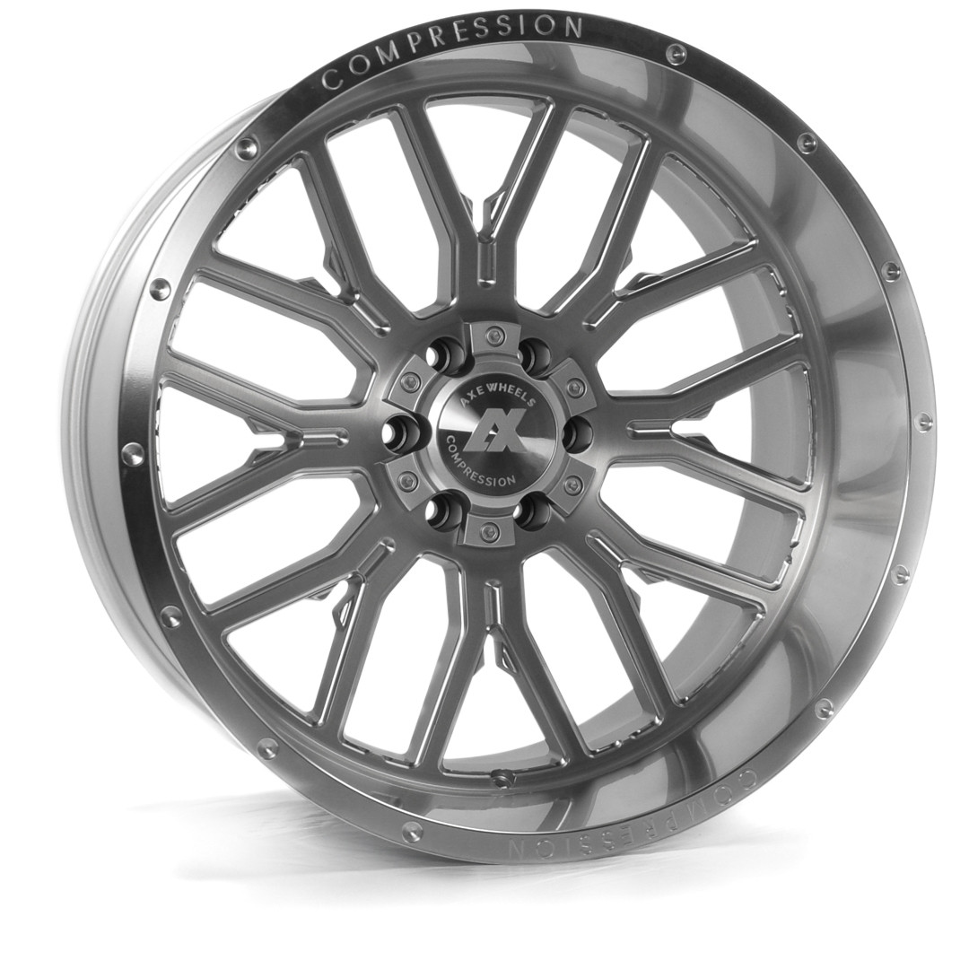 Axe Wheels 24x12 AX6 Compression Forged Offroad Aluminum Wheel - 125.2 Bore - 8x170 BC - -44 Off Set - Silver Brush Milled Mirror Lip - 24128170-44AX6SM