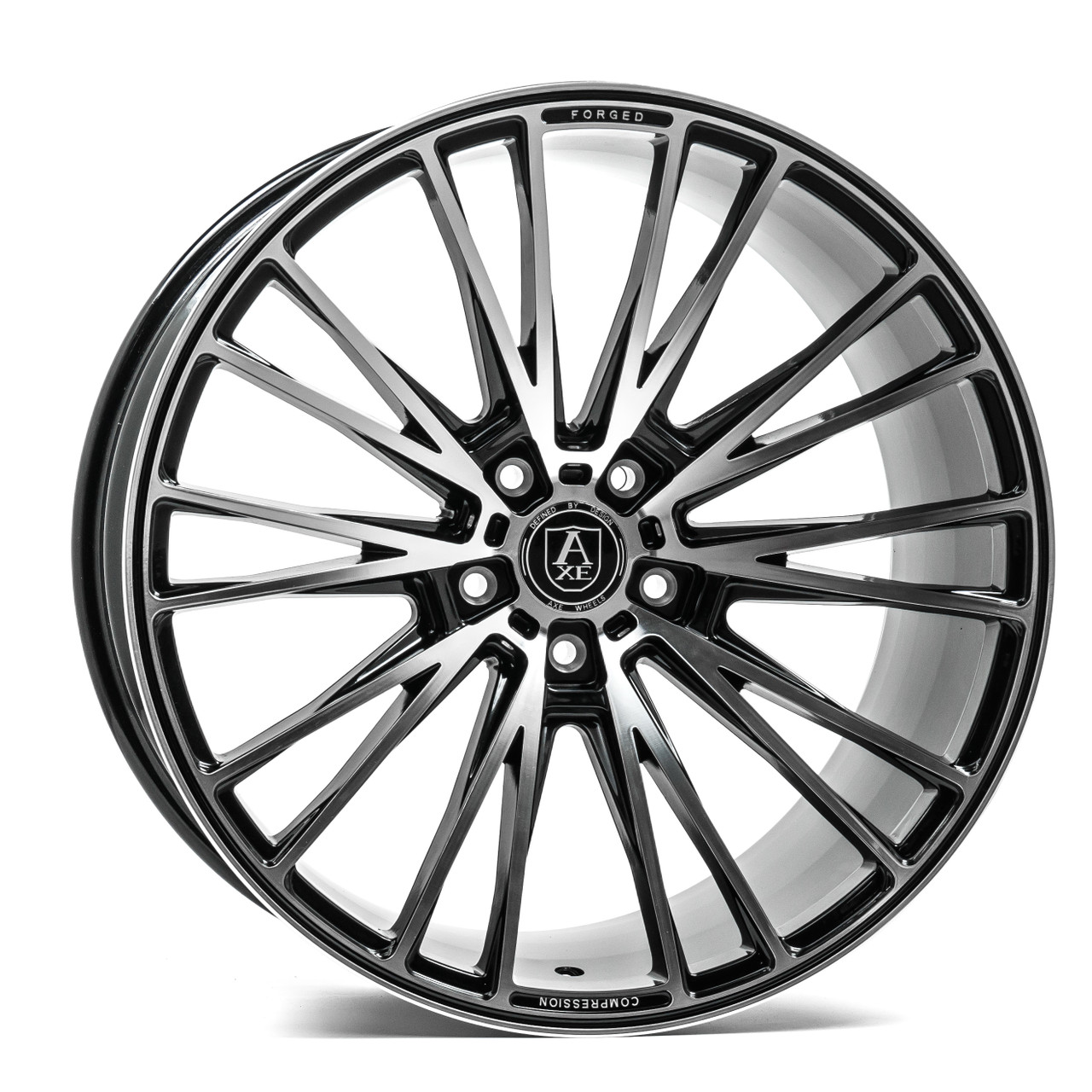 Axe Wheels 21x10.5 CF2 Compression Forged Alloy Wheel - 74.1 Bore - 5x110 BC - 35 Off Set - Gloss Black Mirror Face - 10521BLNK25CF2BP-35-110