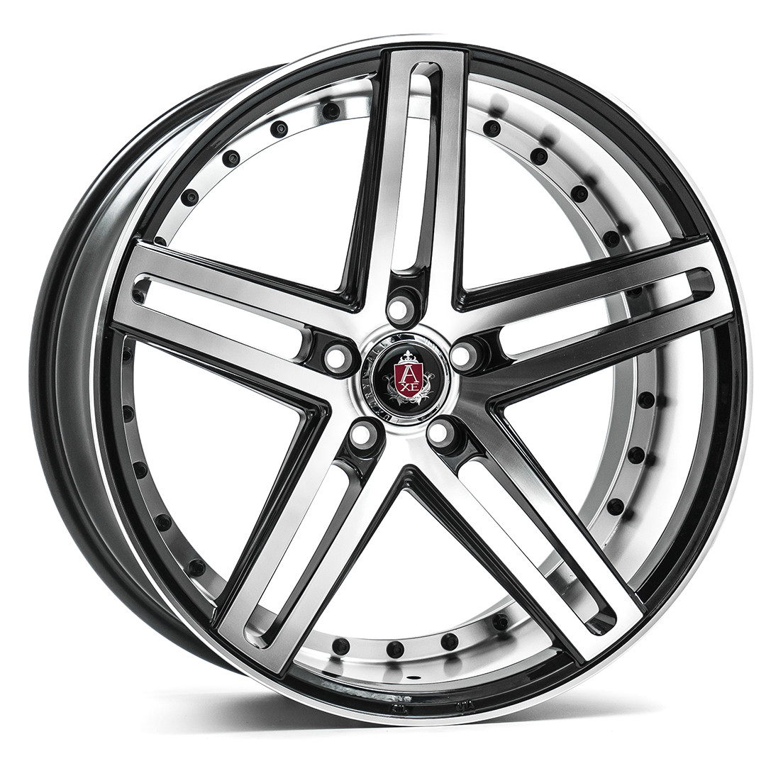 Axe Wheels 22x10.5 EX20 Gravity Cast Aluminum Wheel - 74.1 Bore - 5x110 BC - 25 Off Set - Black Machine Face Barrel - 10522BLNK25EX20B-25-110
