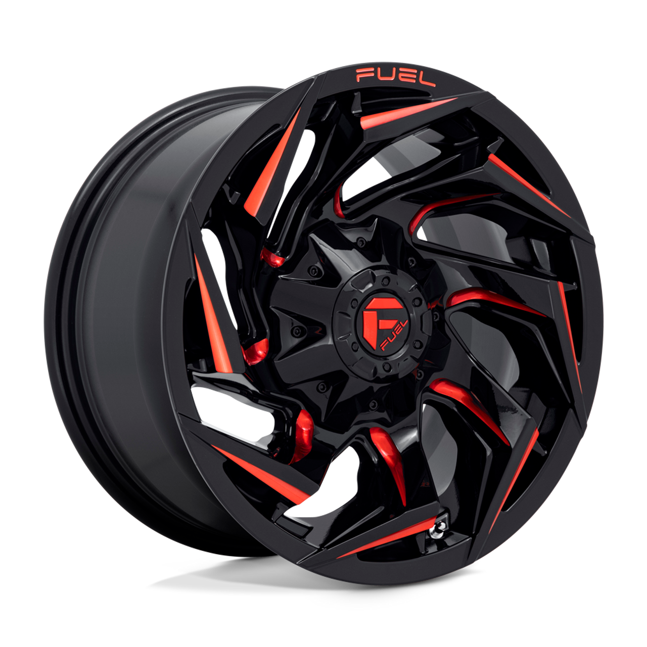 Fuel Off-Road 20x9 Reaction Wheel 5X114.3/5X127 BP 01mm ET 5.04 BS 78.10 Bore - Gloss Black Milled with Red Tint - D75520902650