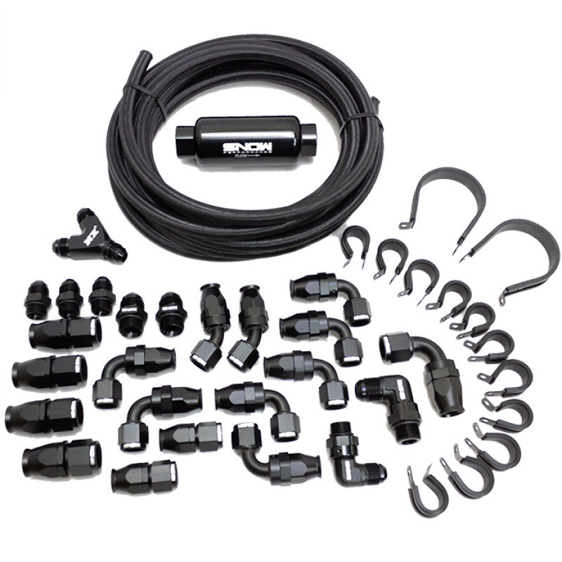 Snow Fuel Line Kit -10 Braided Stainless Black SNF-60001B