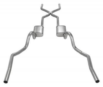 Pypes 2.5" Crossmember Back Exhaust System w/ H-Bomb H-Pipe w/ Race Pro Series Mufflers (1964 - 1972 GM A-Body) - SGA40R