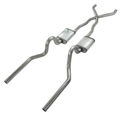 Pypes 2.5" Crossmember Back Exhaust Kit w/ X-Pipe Street Pro Series Mufflers (1967 - 1970 Mercury Cougar) - SFC01S