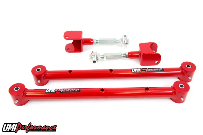 UMI Performance Rear Adjustable Upper and Lower Control Arm Kit - 12-Bolt Swap - Red (1978 - 1988 G-Body) - 301519-R