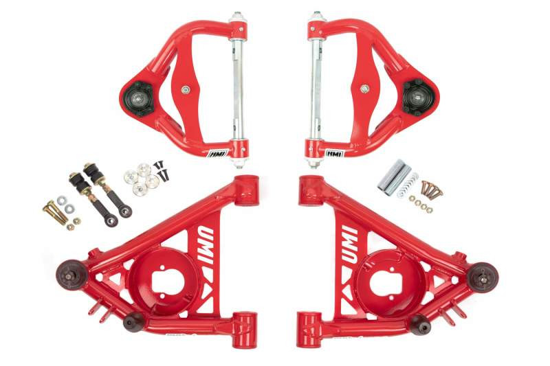 UMI Performance Front Upper & Lower A-Arms - Standard Upper Ball Joints - Red (1978 - 1988 G-Body / 1982 - 2003 S-10) - 303133-R