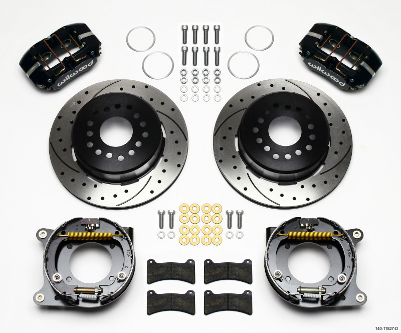 Wilwood Forged Dynapro Low-Profile Rear Parking Brake Kit w/ Drilled & Slotted Rotos - Black (1959 - 1964 B-Body / 1957 - 1962 Corvette) - 140-11827-D