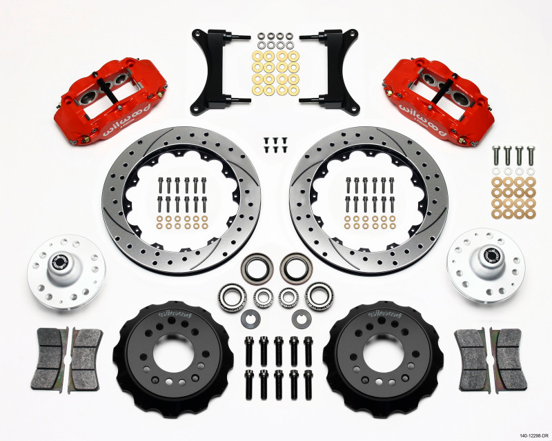 Wilwood Narrow Superlite 6R Big Brake Front Hub Kit w/ Drilled & Slotted Rotors - Red (1979 - 1987 G Body) - 140-12298-DR