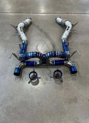 Phoenyx Design Titanium Exhaust System - Gloss Black Tips (2020 - 2024 Ferrari F8 Tributo)