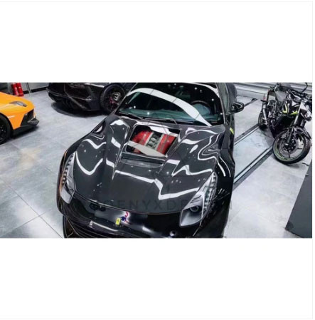 Phoenyx Design Carbon Fiber Front Hood w/ Clear Engine Cover (2012 - 2017 Ferrari F12 Berlinetta)