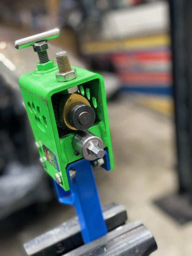 FenFabrication BRDA drill adapter installed on Furick bead roller