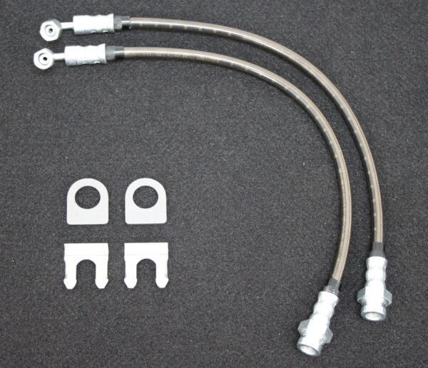 TRZ dual caliper stainless braided brake lines with 90 degree fittings