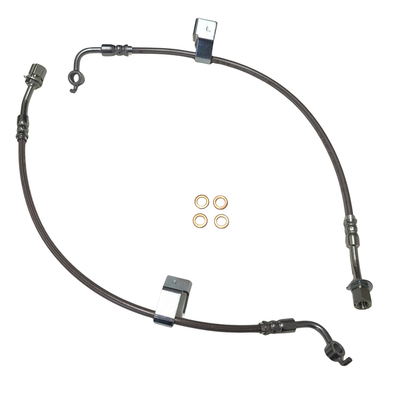 J&M Stainless Steel Braided Brake Line Kit - Front - Clear (2024 - 2026 Mustang - Magneride) 22591-C