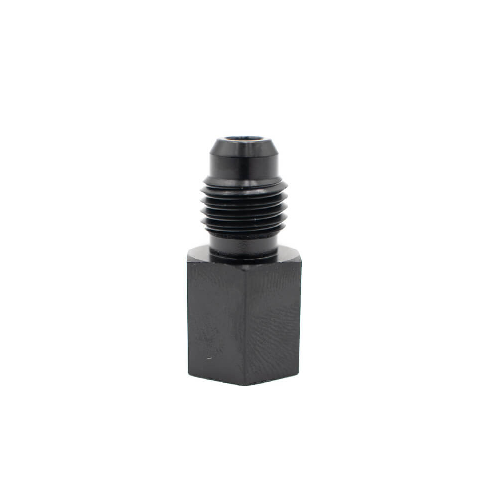 FuelTech 1/8 NPT female to 4AN male adapter fitting black anodized aluminum