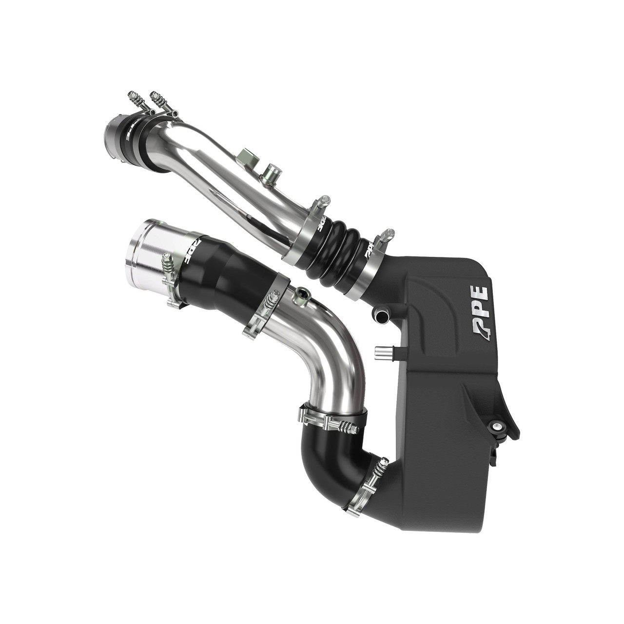 PPE Power Air-to-Water Intercooler w/ Polished Pipes - Black Finish (2011 - 2026 Super Duty 6.7L) 315045120