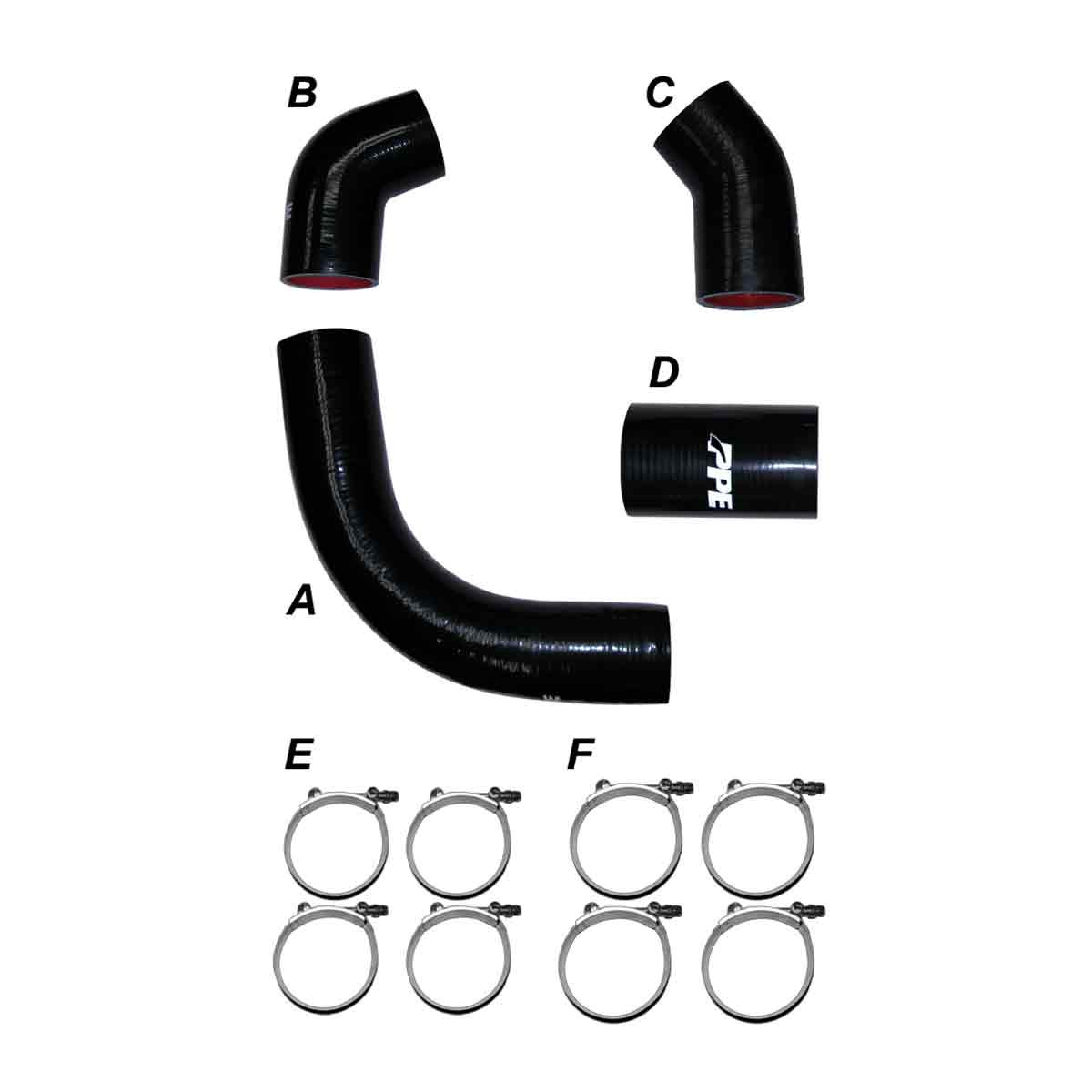 PPE Power Intercooler Piping Silicone Hose Kit (2002 - 2004 GM 6.6L Duramax LB7) 115910204