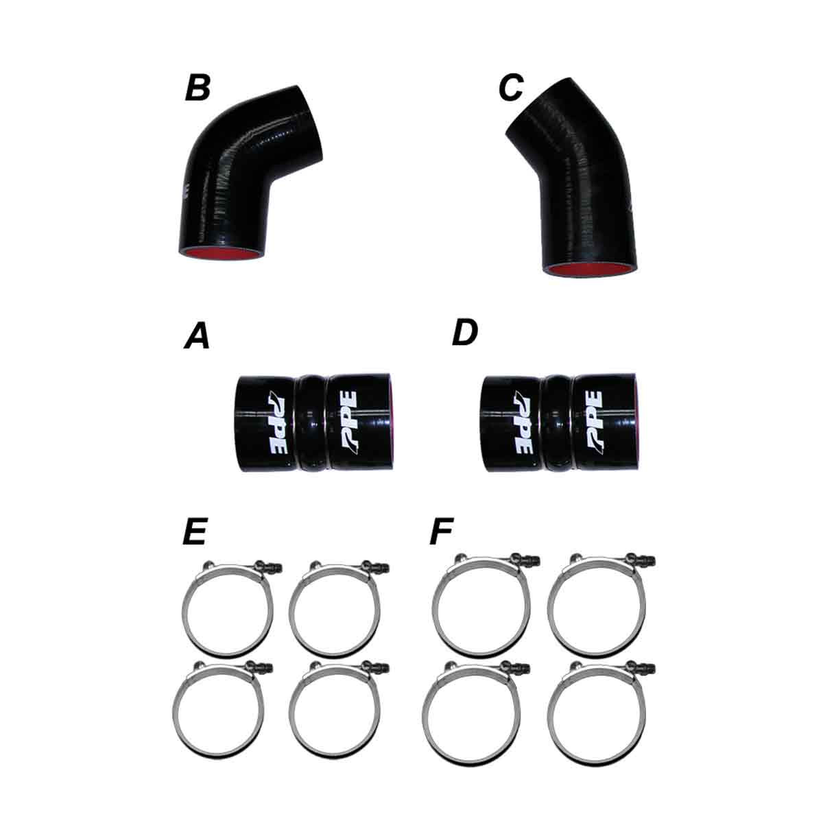 PPE Power LLY Intercooler Piping Silicone Hose Kit (2004.5 - 2005 GM 6.6L Duramax) 115910405