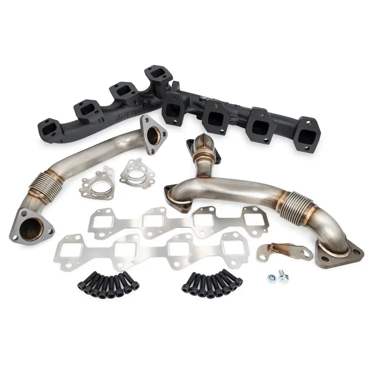 PPE Power High-Flow Exhaust Manifold and Up-Pipe Kit Black Ceramic Coating (2007.5 - 2010 GM 6.6L Duramax) 116111820