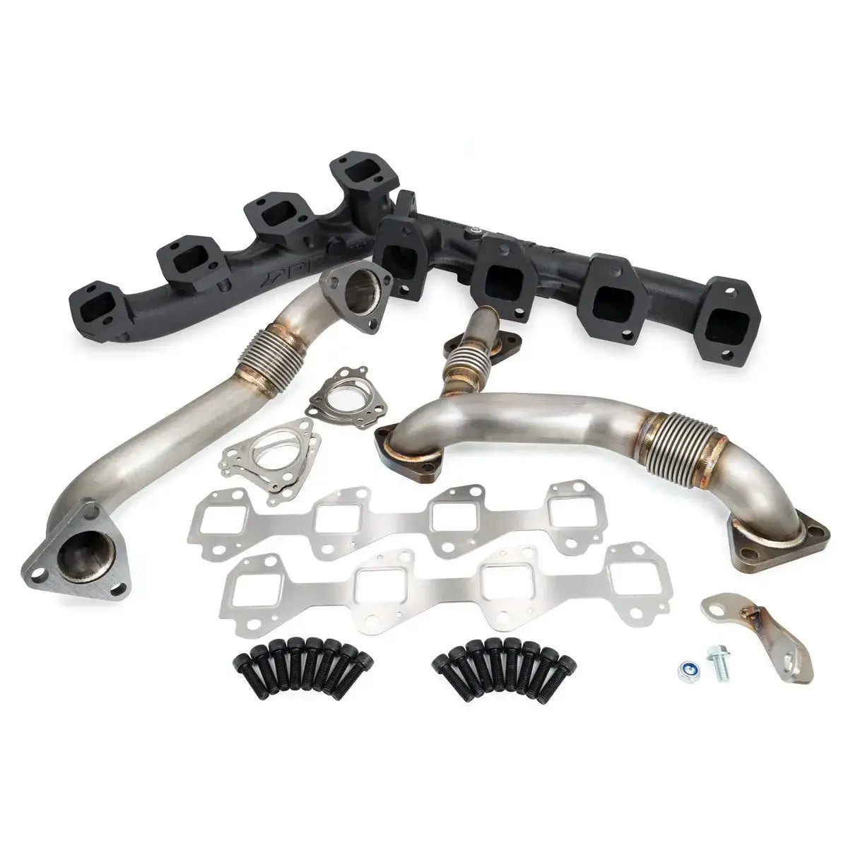 PPE Power High-Flow Exhaust Manifold and Up-Pipe Kit Black Ceramic Coated Finish (2002 - 2004 GM 6.6L Duramax) 116111220
