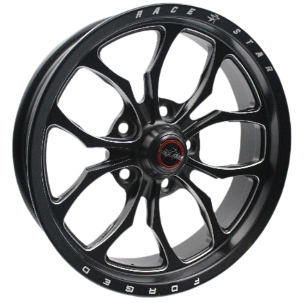 Race Star 17x4.50 64 Pro Forged Wicked Lug Mount Wheel 1.25BS Black Anodized / Machined Ford 64-74553122B