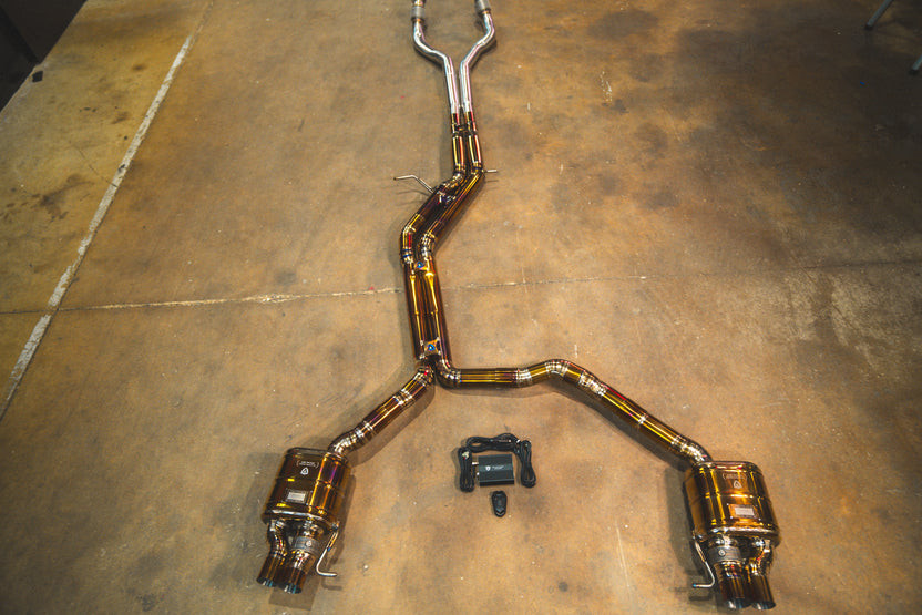 Valvetronic Valved Sport Exhaust System w/ Free Flow Race Front Pipes - Titanium (2014 - 2018 Audi RS6 /RS7 C7) AUD.C7.VSES.FF.TI