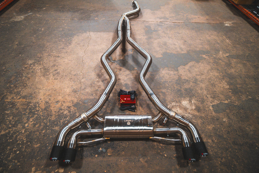 Valvetronic Valved Sport Exhaust System - Stainless Steel - 4 Black Tips - 3.5 Outlet (2019 - 2026 BMW M340i G20 / M440i G22) BMW.G20.M340i.VSES.BR.BLK