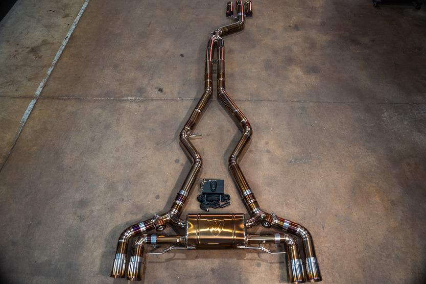Valvetronic Valved Sport Exhaust System - Titanium - 4 Black Tips - 3.5 Outlet (2019 - 2026 BMW M340i G20 / M440i G22) BMW.G20.M340i.VSES.TI.BLK