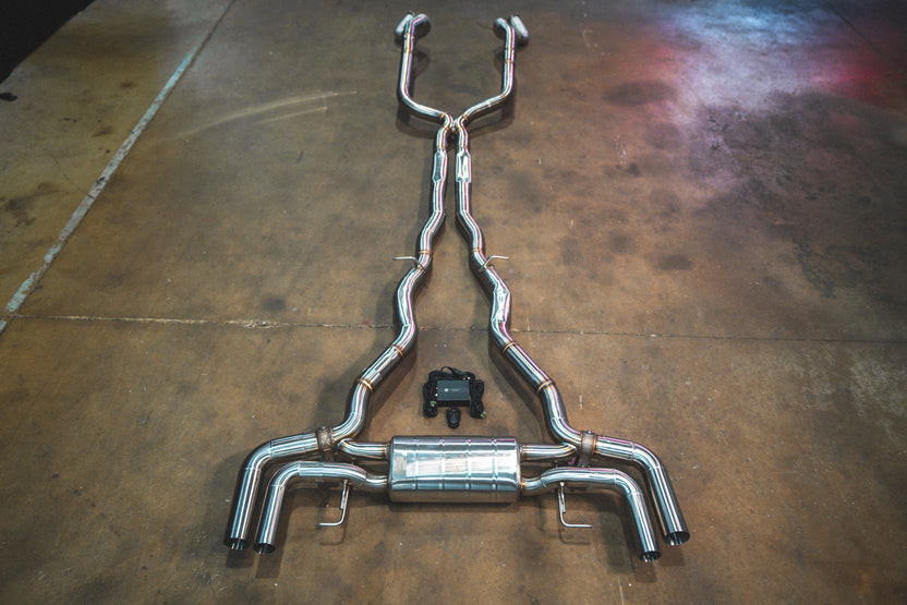 Valvetronic Valved Sport Catback System w/ Race Free Flow Front Pipes - Stainless Steel - Reuse OEM Tips (2018 - 2024 BMW G16 M850i Gran Coupe / Alpina B8) BMW.G16.M850i.VSES.FF.BR