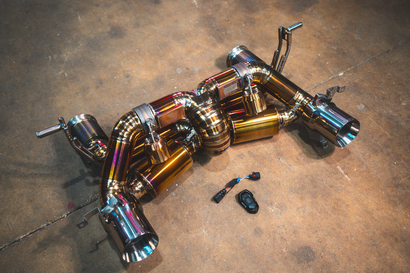 Valvetronic Valved Catback Sport Exhaust System w/ Race Free Flow Headers - Titanium (2021 - 2025 Huracan STO / EVO / Performante / Tecnica) LAM.STO.VSES.FFH.2.TI