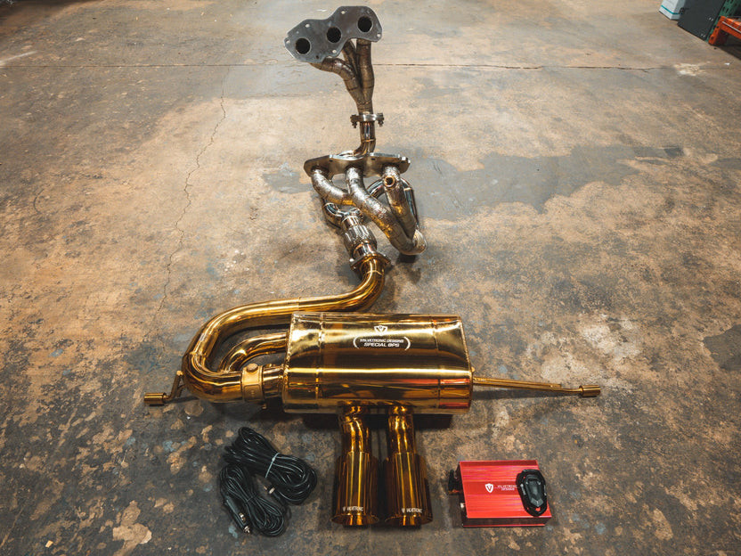 Valvetronic Valved Sport Exhaust System w/ Race Free Flow Headers - Anodized Gold Stainless Steel (2010 - 2021 Lotus Evora) LOT.EVOR.VSES.FFH.AG