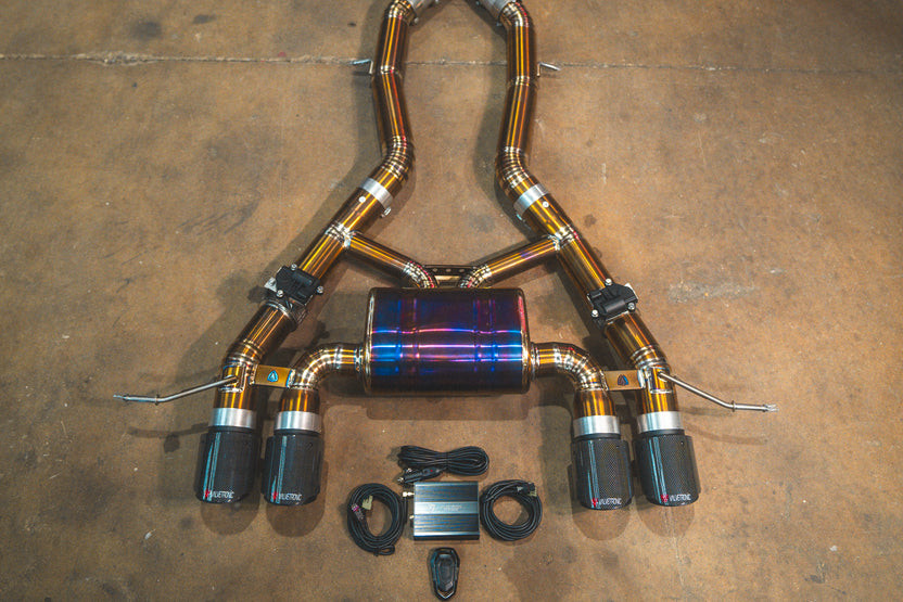 Valvetronic Valved Sport Exhaust System - Titanium - 4 1x1 Carbon Fiber Tips - 4.0 Outlet (2020 - 2025 BMW G80 M3 / G82 M4) BMW.G8X.M3.VSES.TI.RC