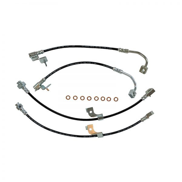 J&M Stainless Steel Brake Hose Kit - Front & Rear - Black (2015 - 2023 Mustang - NO MagneRide) 22560-B
